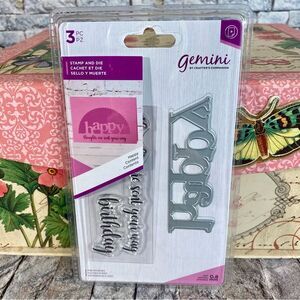 Gemini Crafters Companion Happy Stamp Die Set 3.8 by 1.2 Card Making Scrapbooks